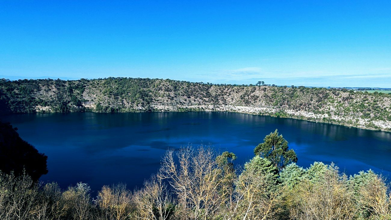 Mount Gambier's Blue Lake inside its crater rim