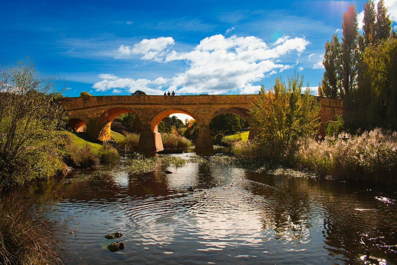 The stone arches of Richmond Bridge over the Coal River