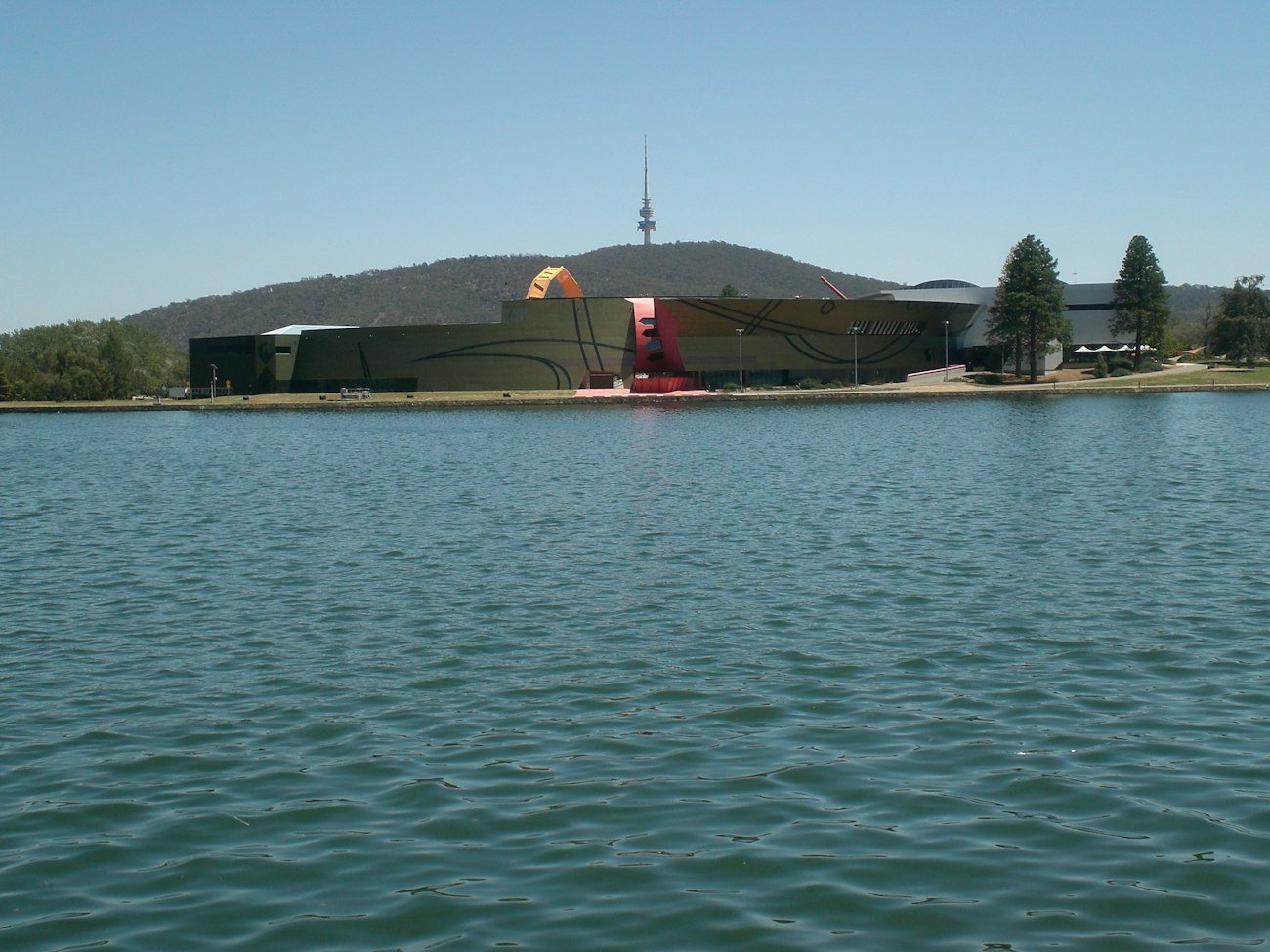 Lake Burley Griffin with the National Library and hills beyond